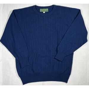 Cashmere Country Cable Knit 100% Cashmere Sweater Men’s 44 XL Navy Blue